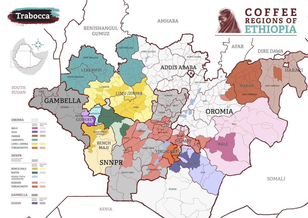The Coffee Regions of Ethiopia in This New Map from Trabocca