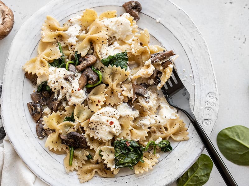 Mushroom and Spinach Pasta with Ricotta