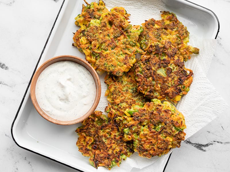 Vegetable Fritters with Garlic Herb Sauce