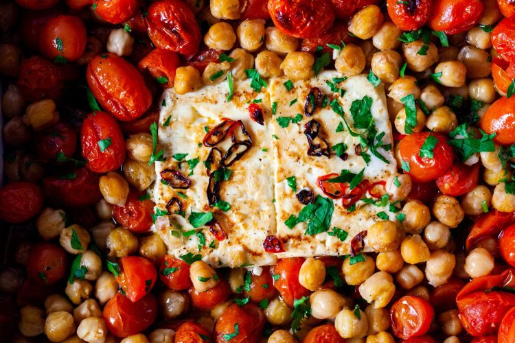 Baked Feta with Tomatoes and Chickpeas